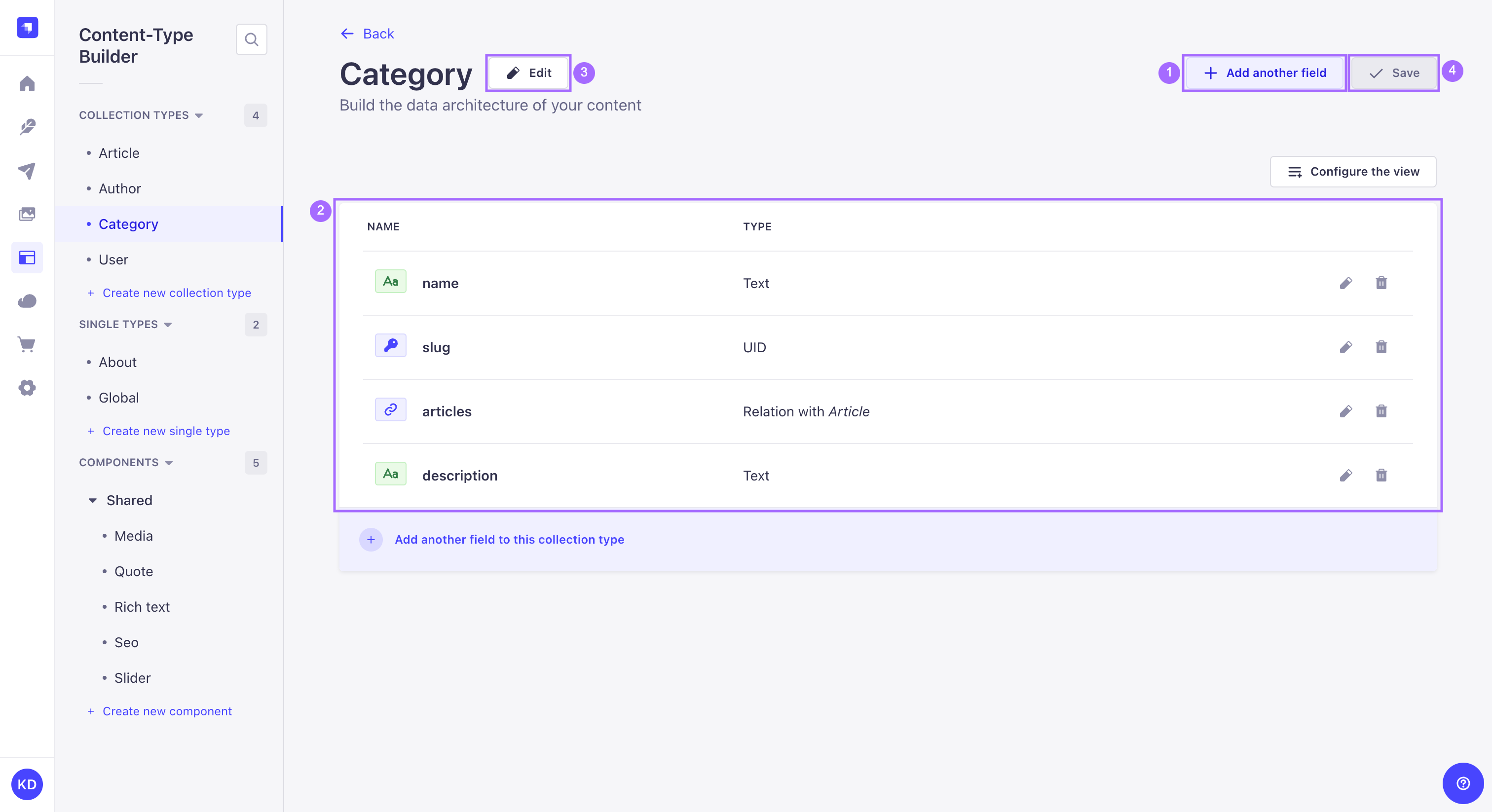 Content-type Builder's edition interface